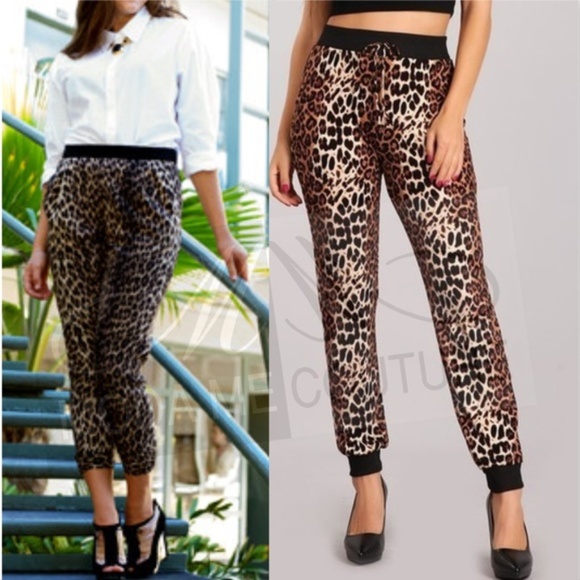 MODA ME COUTURE Pants - ANIMAL PRINT JOGGER PANTS